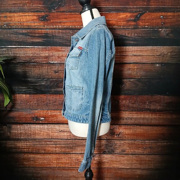 GUESS Vintage 90s Jean Jacket Snap Front Blue Denim 100% Cotton READ - Picture 6 of 11